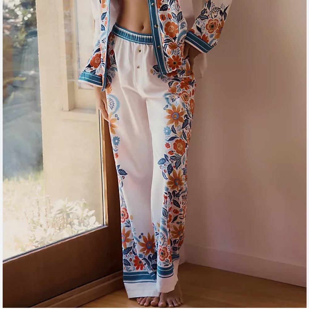 Anthropologie Pajama Pants Flannel Floral Print Size XXS NWT